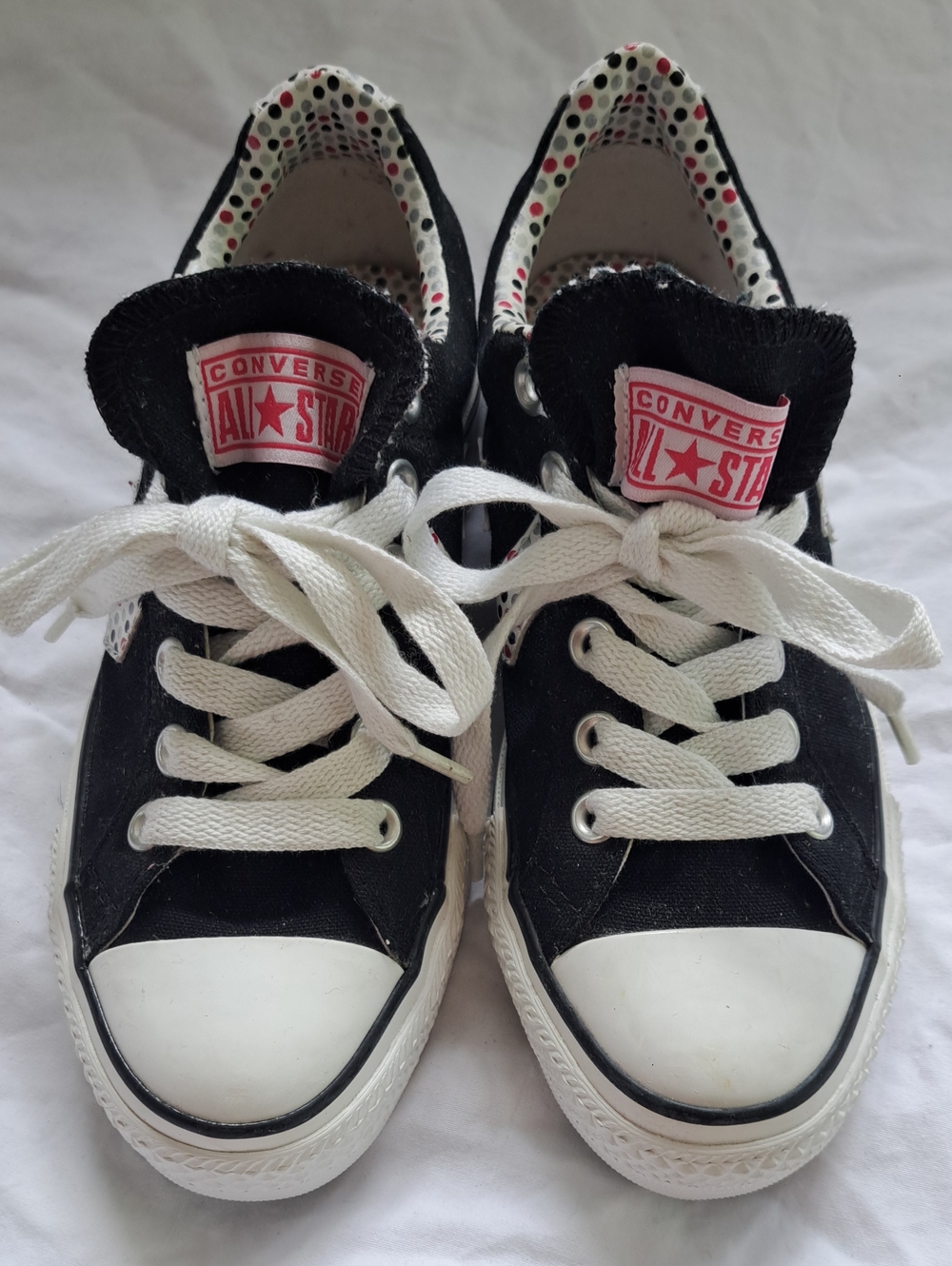Converse All Star Black Polka Dot Canvas Low Top Sneakers Women's Size 6.5